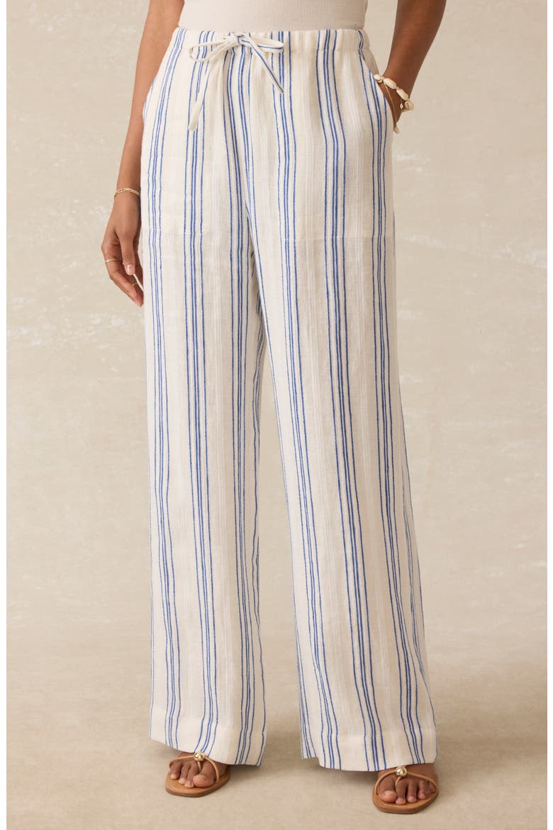 Palma Linen Stripe Drawstring Pants, Alternate, color, SAIL STRIPE
