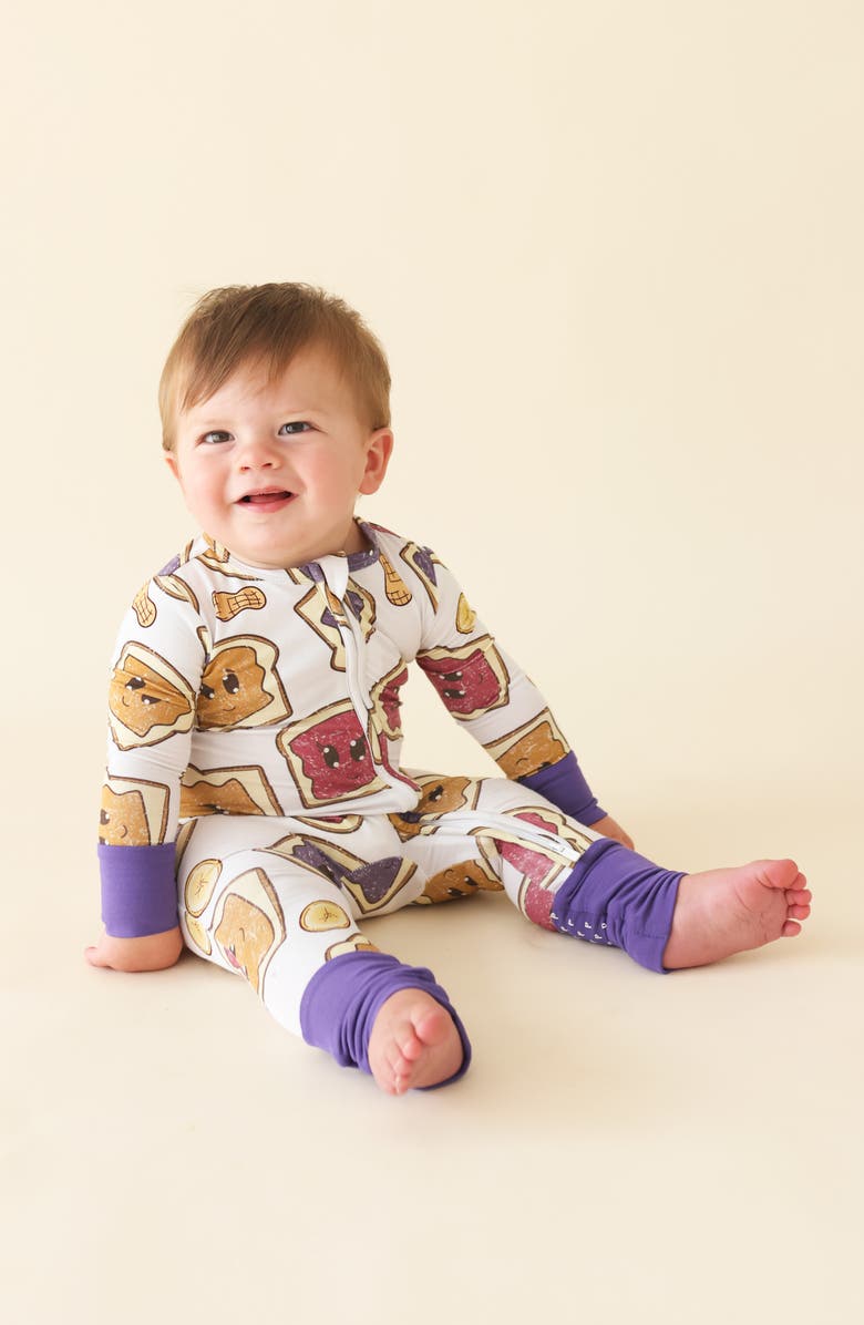 Posh Peanut Peanut Butter Jelly Convertible One-Piece Footie, Alternate, color, White