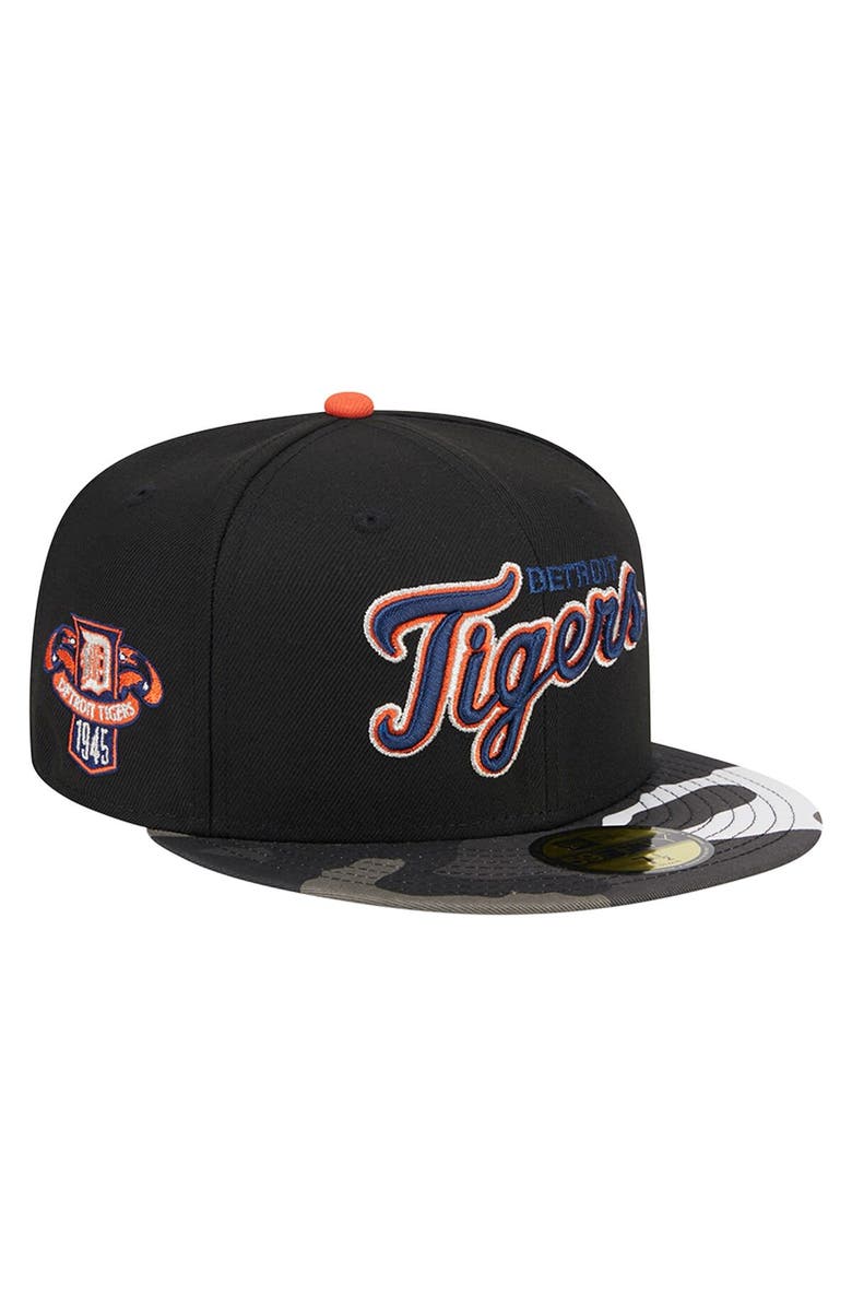 New Era Men's New Era Black Detroit Tigers Metallic Camo 59FIFTY Fitted Hat, Main, color, 