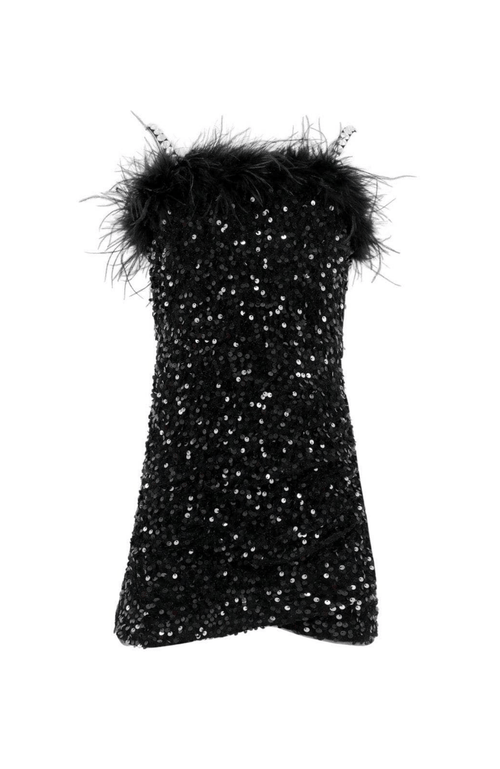 Lola + The Boys Midnight Shimmer Mini Dress In Black