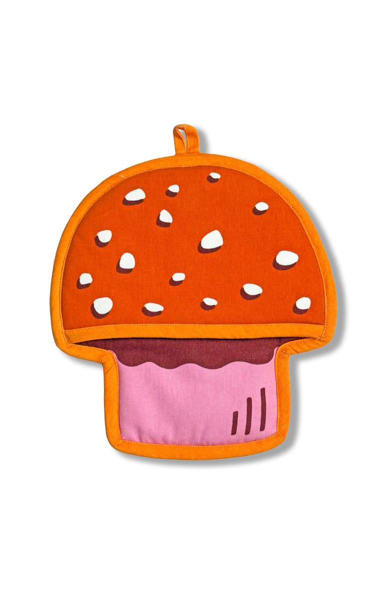 The Neighborgoods Mushroom Tea Towel and Pot Holder Set, Alternate, color, Orange