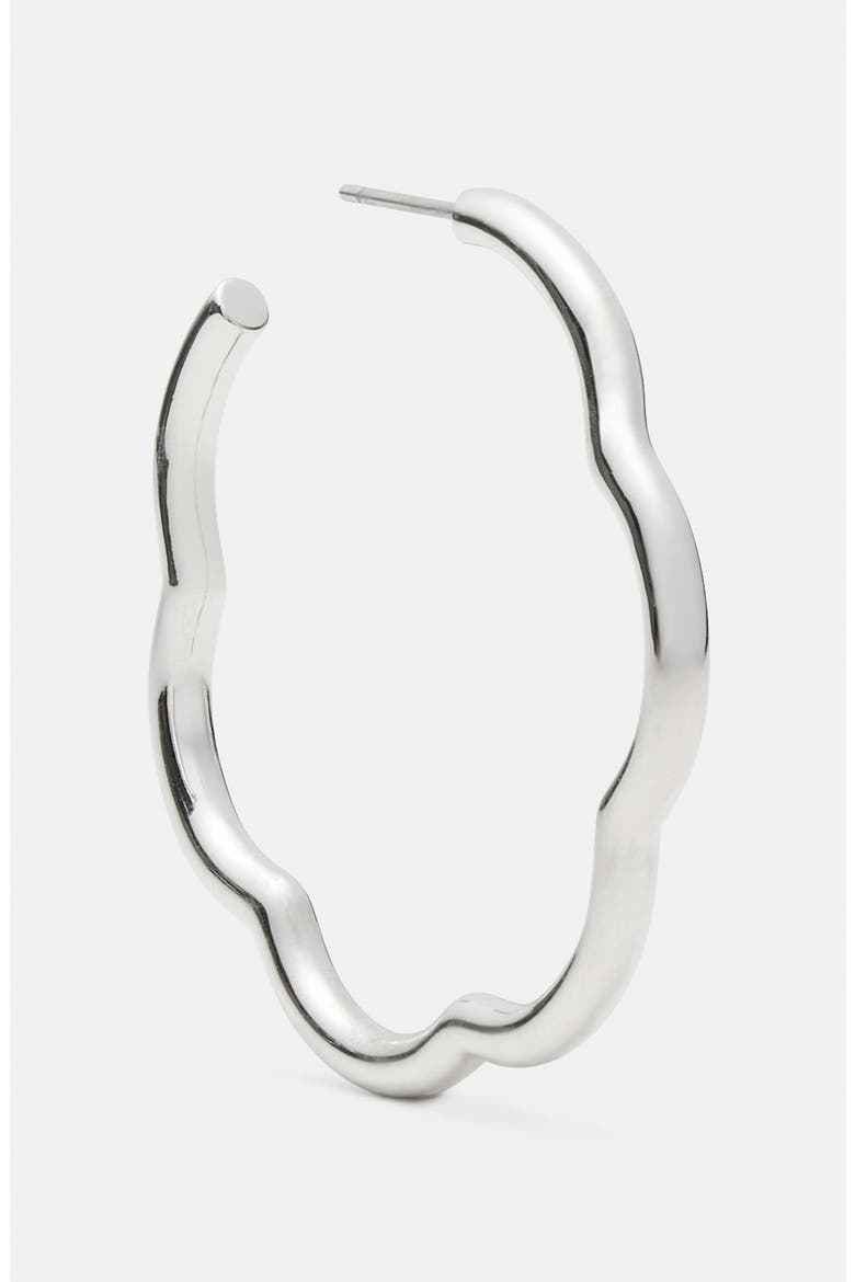 wave hoop earrings, Alternate, color, SILVER