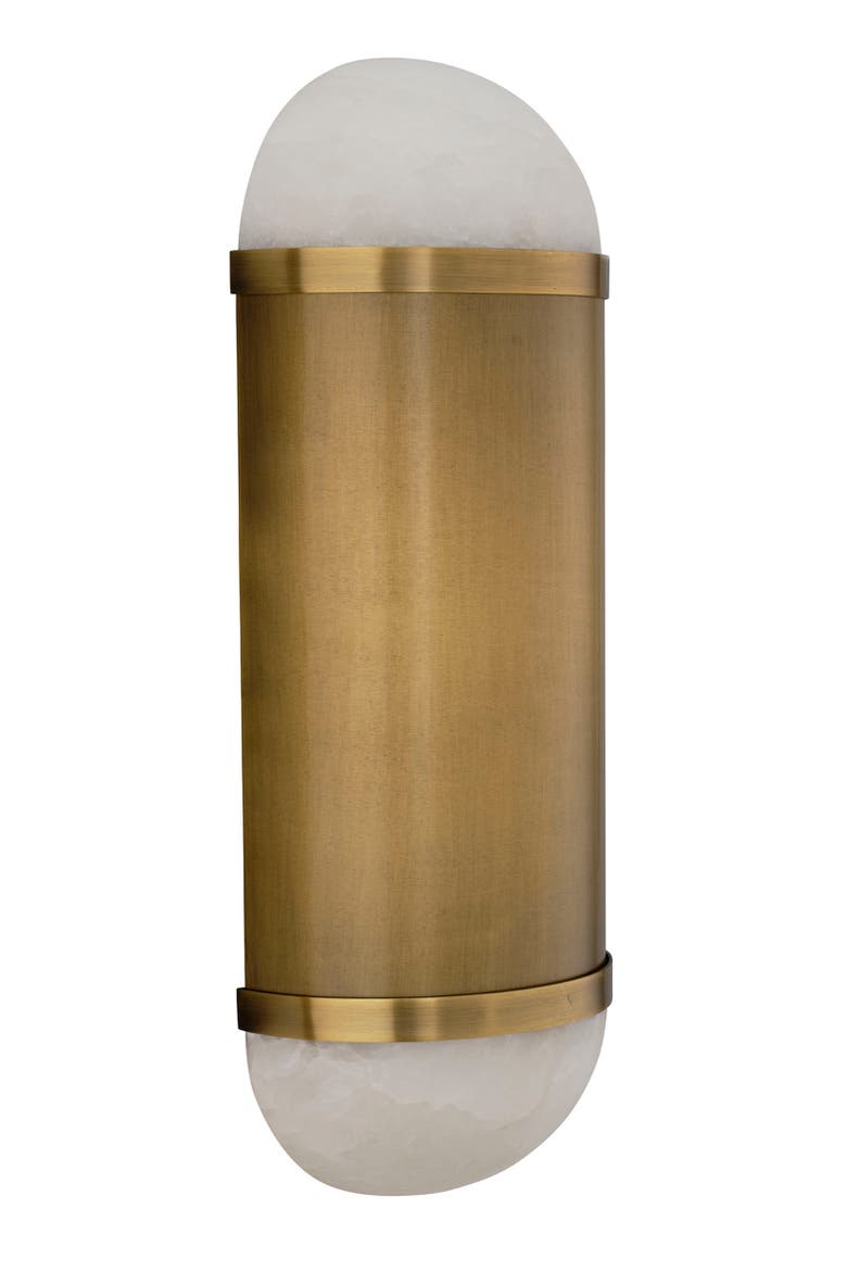 Remedy Wall Sconce in Alabaster and Antique Brass, Alternate, color, Antique Brass
