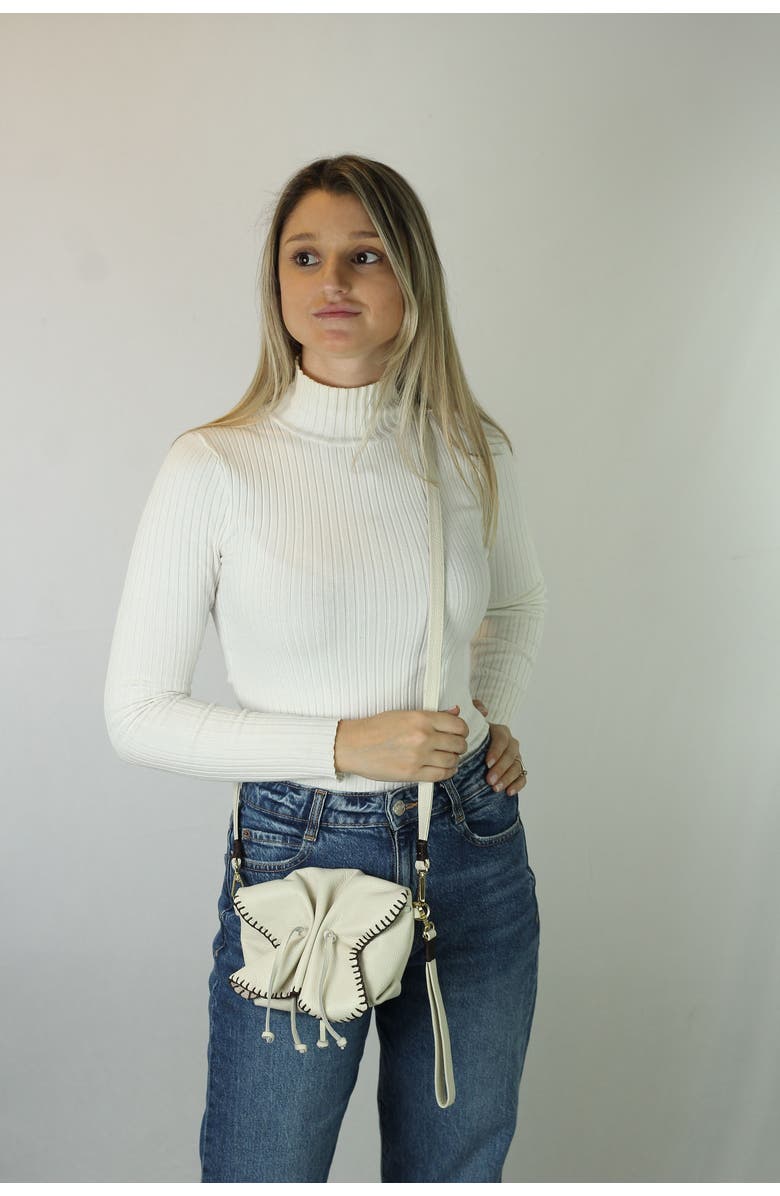Carlos Falchi Mini Butterfly Leather Bag, Alternate, color, Winter White