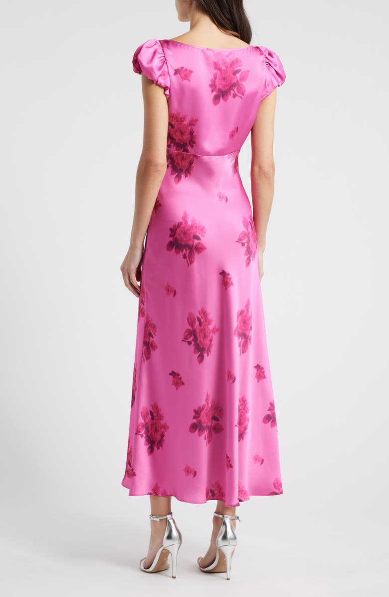 LoveShackFancy Joelette Floral Satin Dress, Alternate, color, 