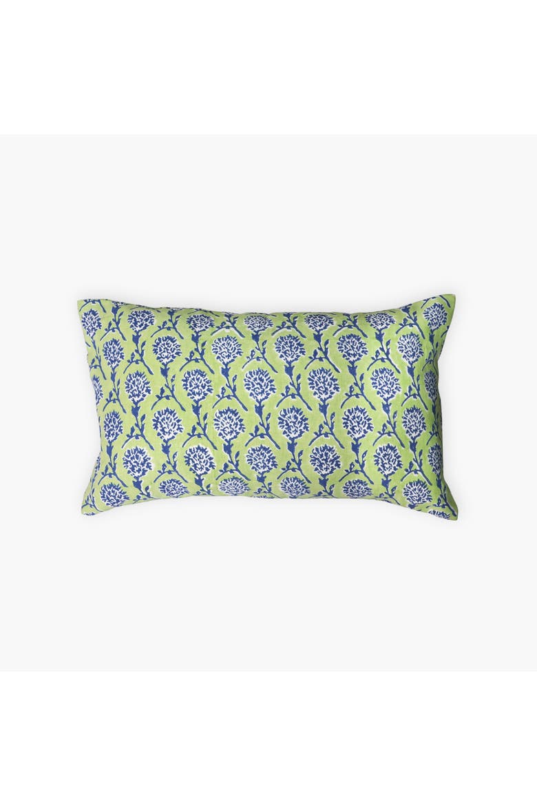 Nikhar - Lumbar Linen Throw Pillow Cover, Main, color, Lily Green