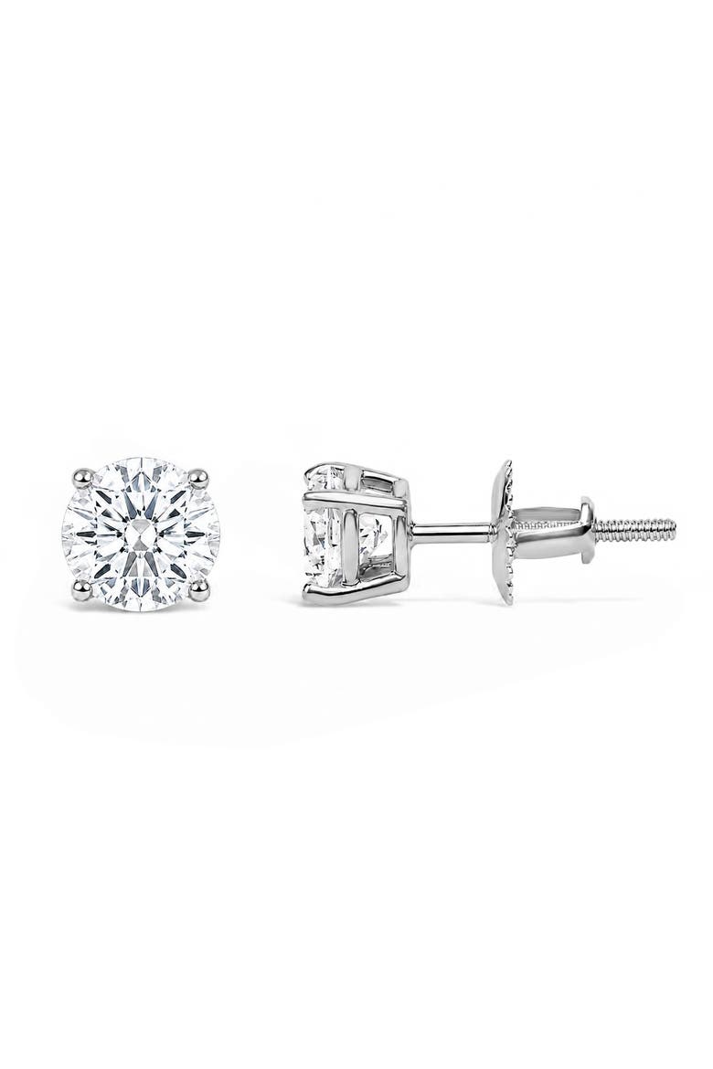 IGI Certified 14K Gold 1.00 Cttw Round Lab Grown Diamond Solitaire Stud Earrings, Alternate, color, White Gold