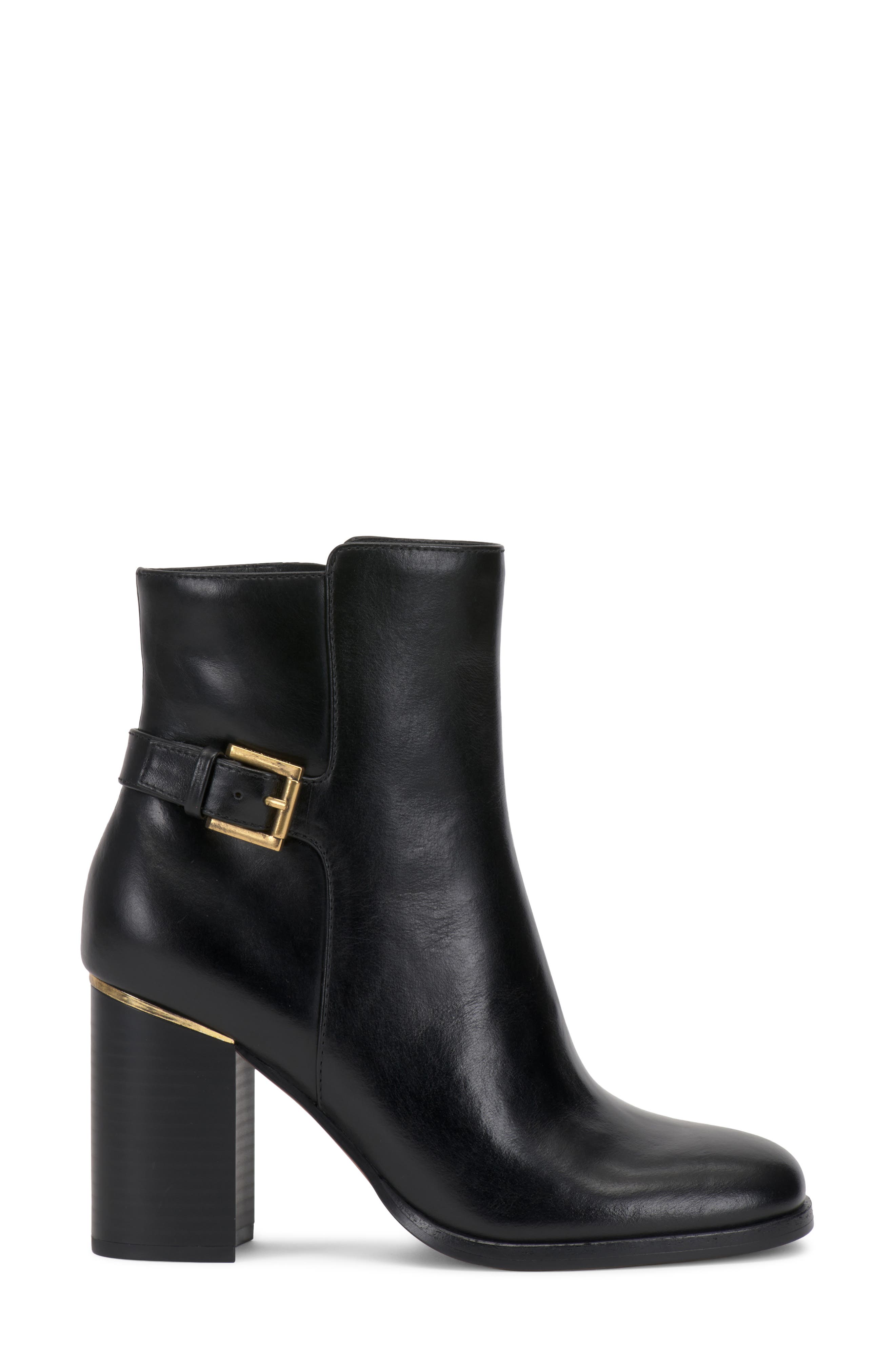 Melvani Leather Bootie, Alternate, color, BLACK