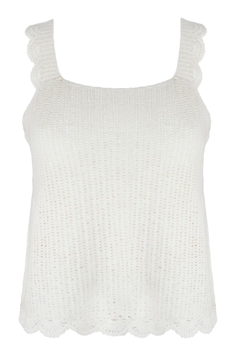HELEN JON Scallop Crochet Tank, Alternate, color, Ivory Crochet