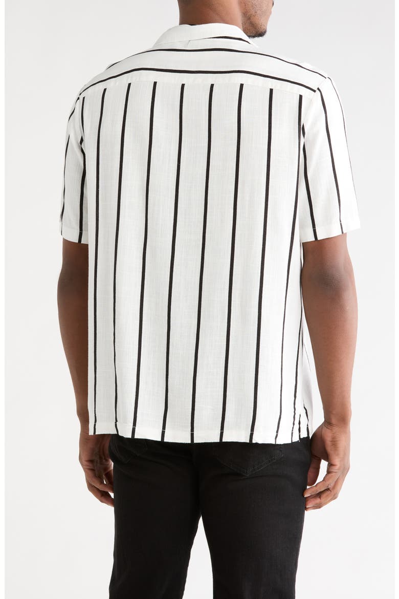 Stripe Linen Blend Camp Shirt, Main, color, OFF WHITE