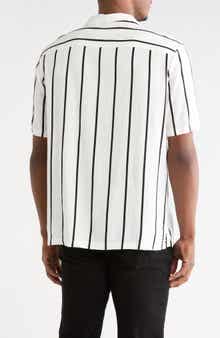 DENIM AND FLOWER Stripe Linen Blend Camp Shirt