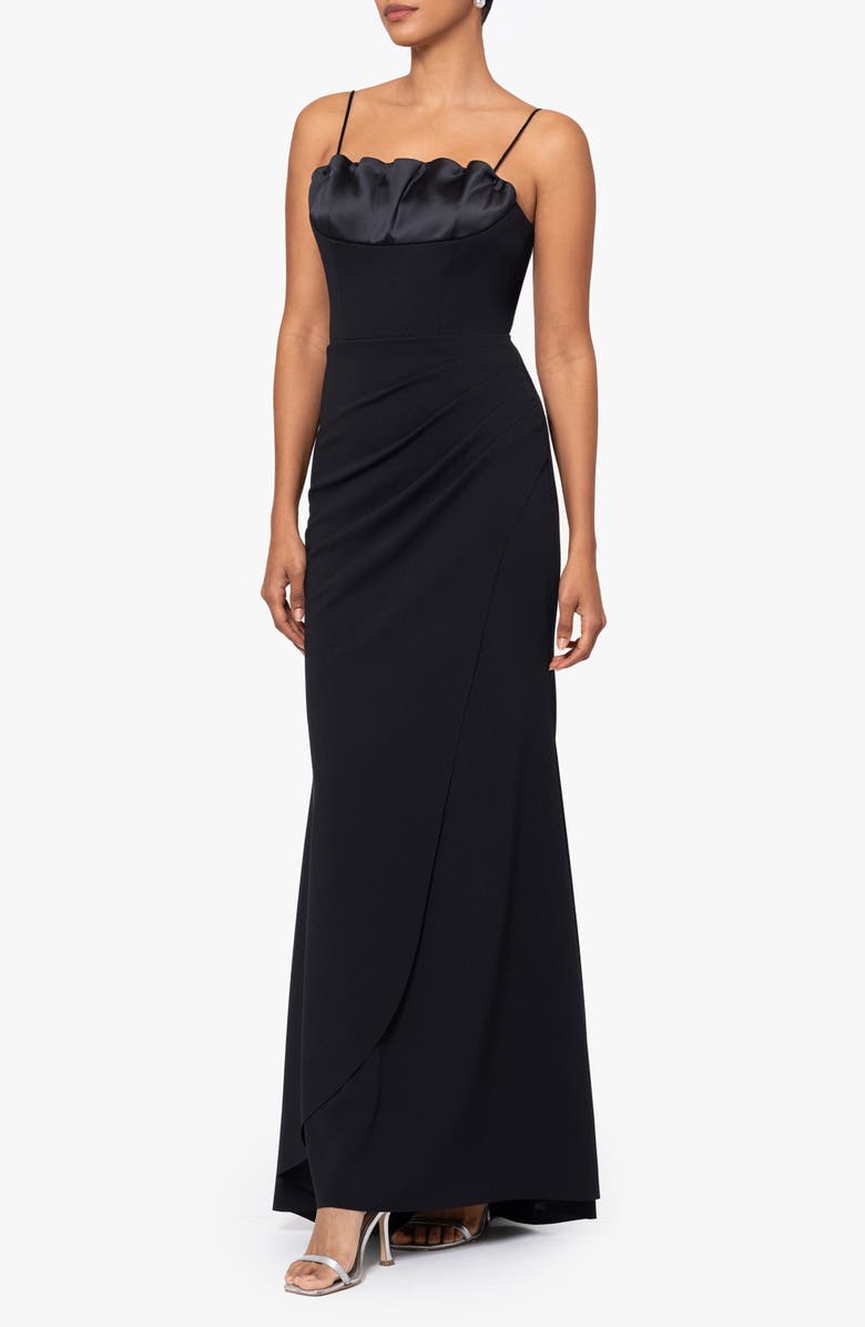 Xscape Evenings Gathered Satin & Crepe Mermaid Gown, Alternate, color,