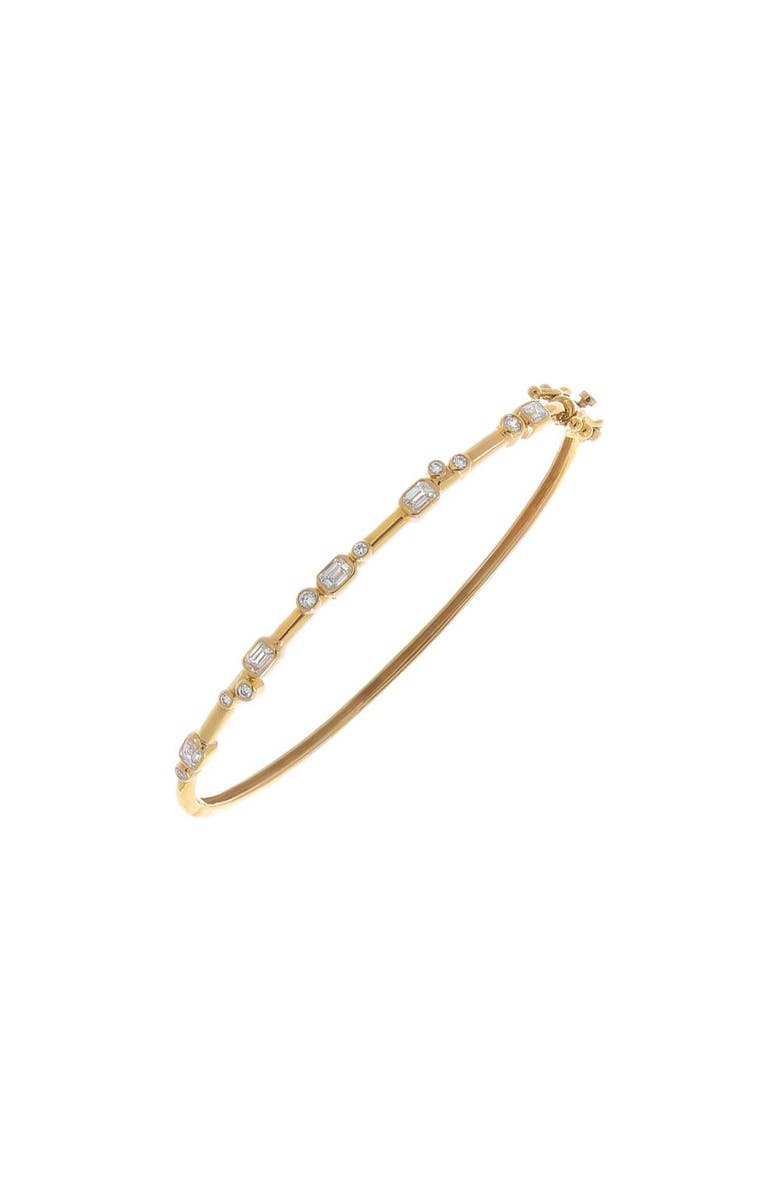 BY ADINA EDEN Lab Grown Diamond Emerald Bezel Bubbles Bangle Bracelet 14K, Main, color, 14K Gold