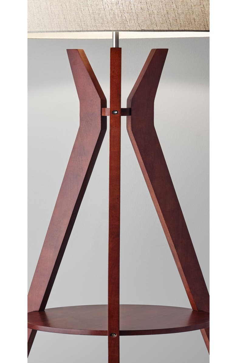 ADESSO LIGHTING Bedford Shelf Floor Lamp, Alternate, color, Solid Walnut Wood