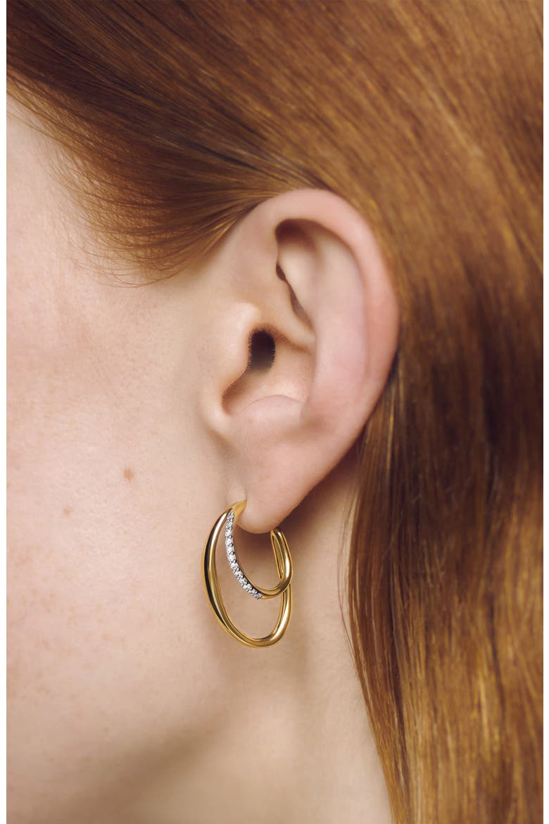 Medium Nura Lab Grown Diamond Wrap Hoop Earrings, Alternate, color, 18CT GOLD VERMEIL / LAB DIA
