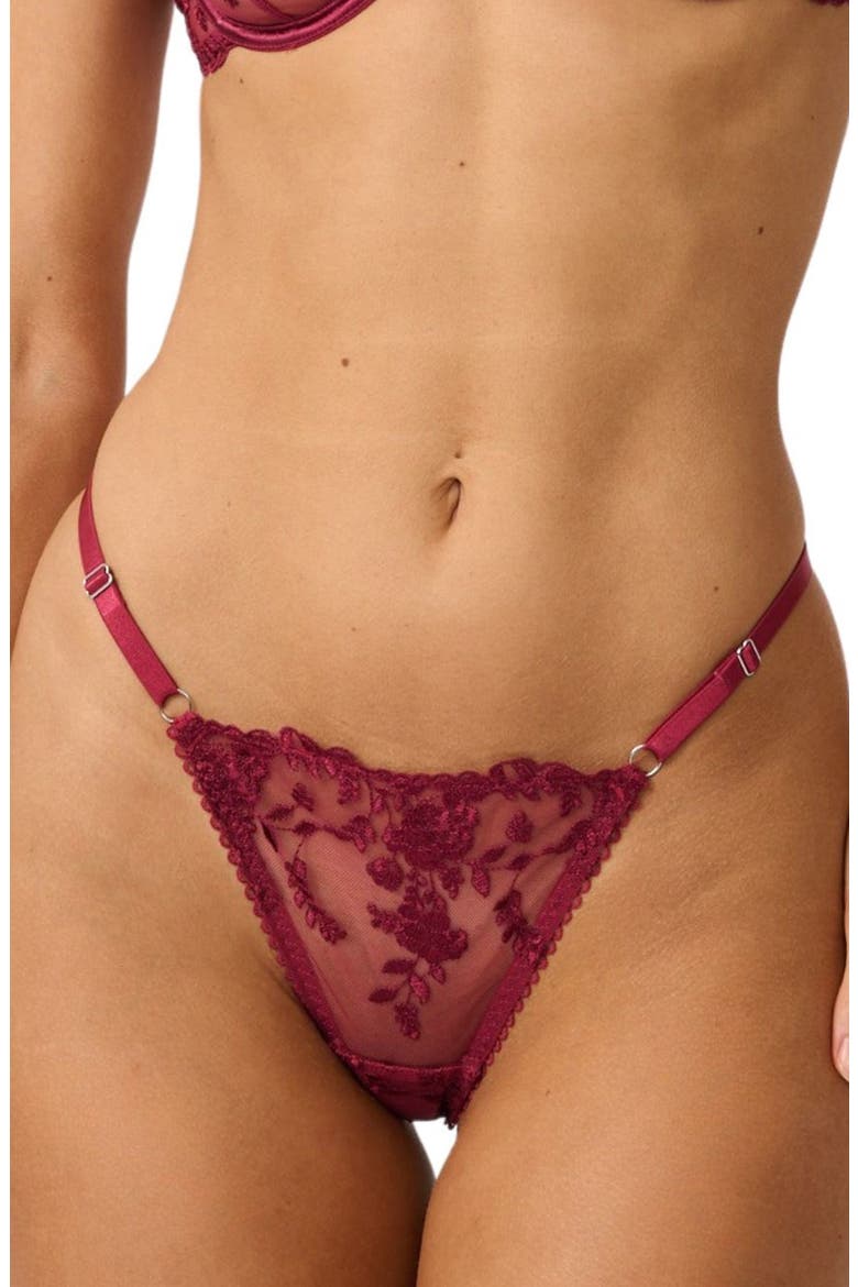 Nicolette Embroidered Thong, Main, color, RED