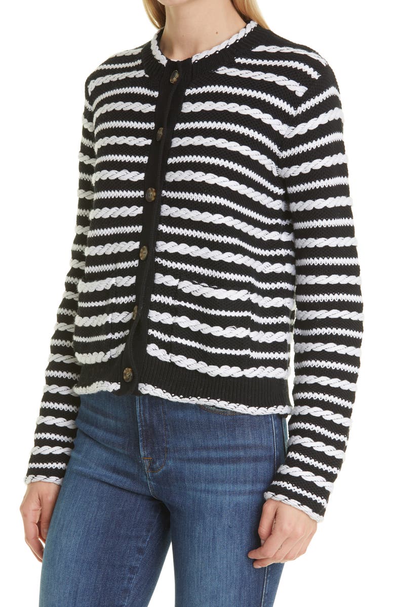 La Ligne Braid Stripe Cardigan, Alternate, color,