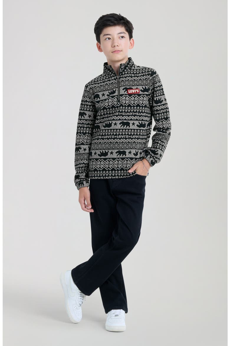 Kids' Geometric Quarter Zip Pullover, Alternate, color, LEVI EGRET