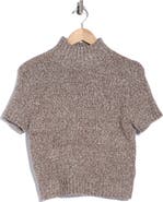7 For All Mankind Mock Neck Short Sleeve Sweater
