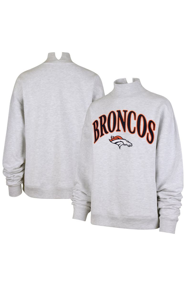 '47 Women's '47 Heather Gray Denver Broncos Vantage Mock Neck Pullover Sweatshirt, Alternate, color, 