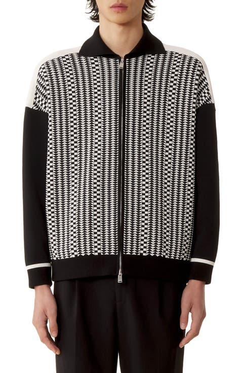 Zip Jacket In Silk And Cotton Jacquard