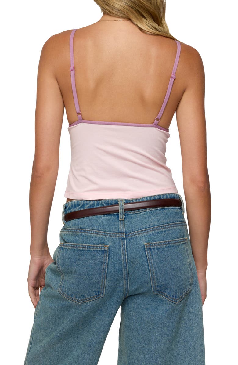 EDIKTED Leona Contrast Detail Knit Tank Top, Alternate, color, Light-Pink