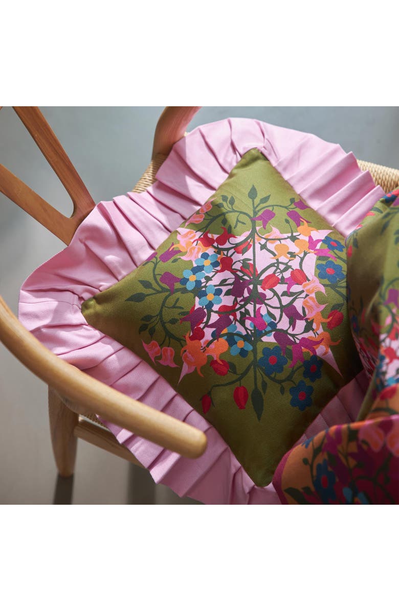 Sophie Williamson Design Ruffled Pillow Cover - Cover Only, Alternate, color, Green