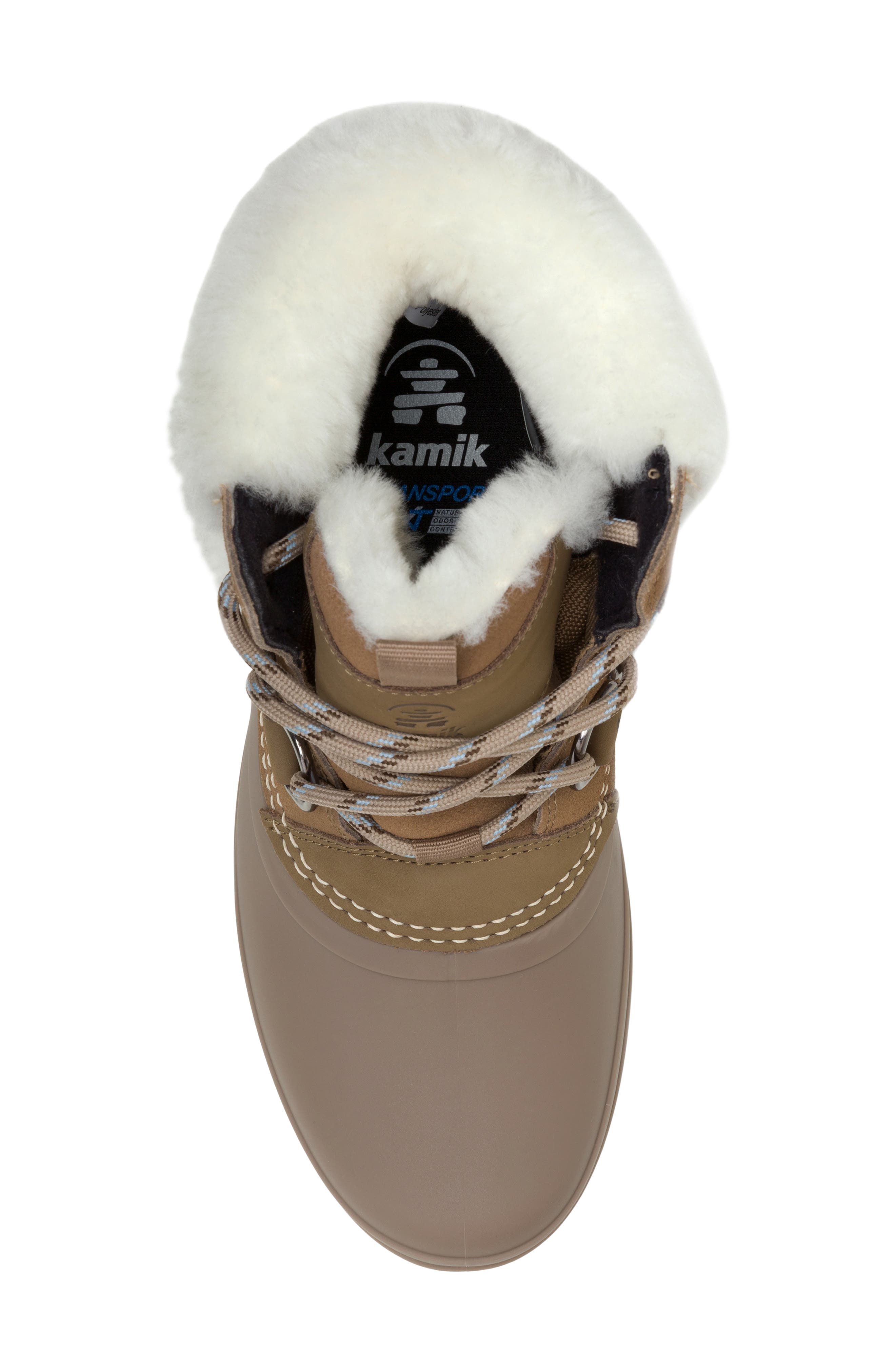 Lauren F Waterproof Leather Boot with Faux Fur Trim, Alternate, color, FOS