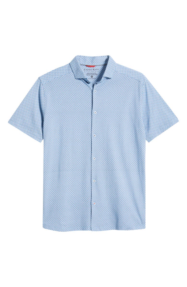 Stone Rose Oval Geo Performance Short Sleeve Button-Up Shirt, Alternate, color, 