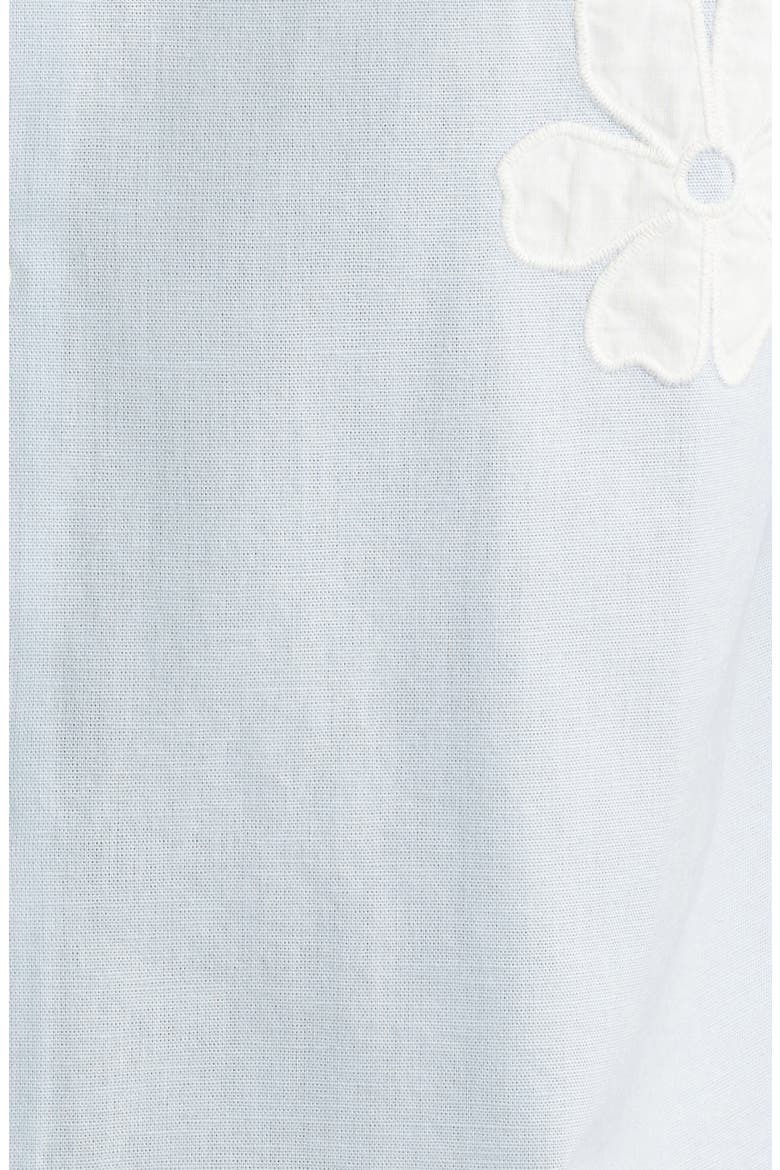 Didcot Flower Appliqué Cotton & Linen Camp Shirt, Alternate, color, BLUE / ECRU