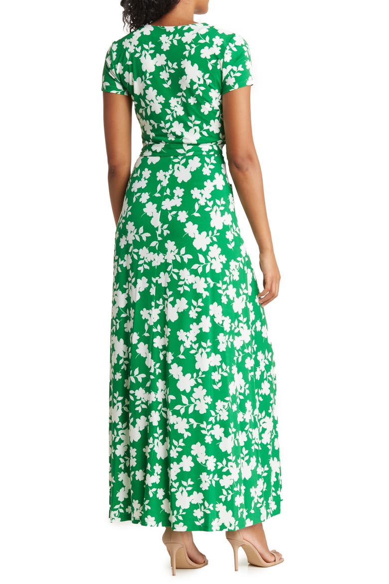 V-Neck Faux Wrap Maxi Dress, Alternate, color, GREEN