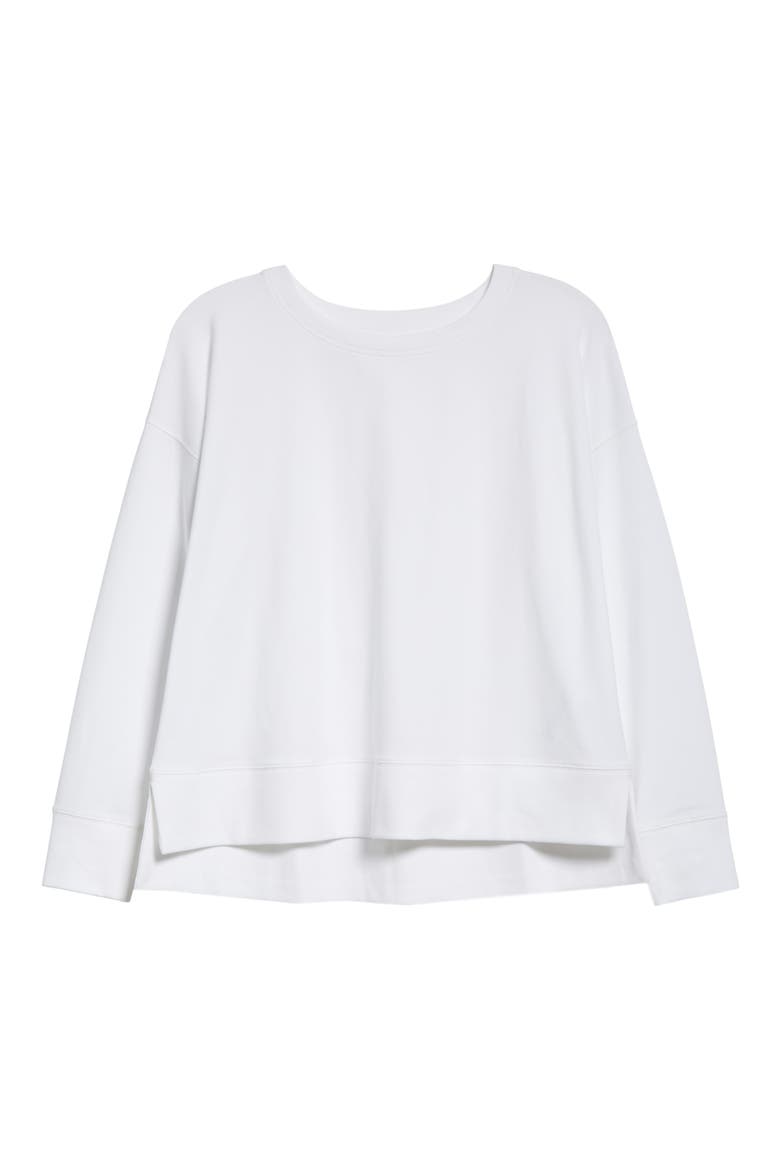 Crewneck High-Low Sweatshirt, Alternate, color, WHITE