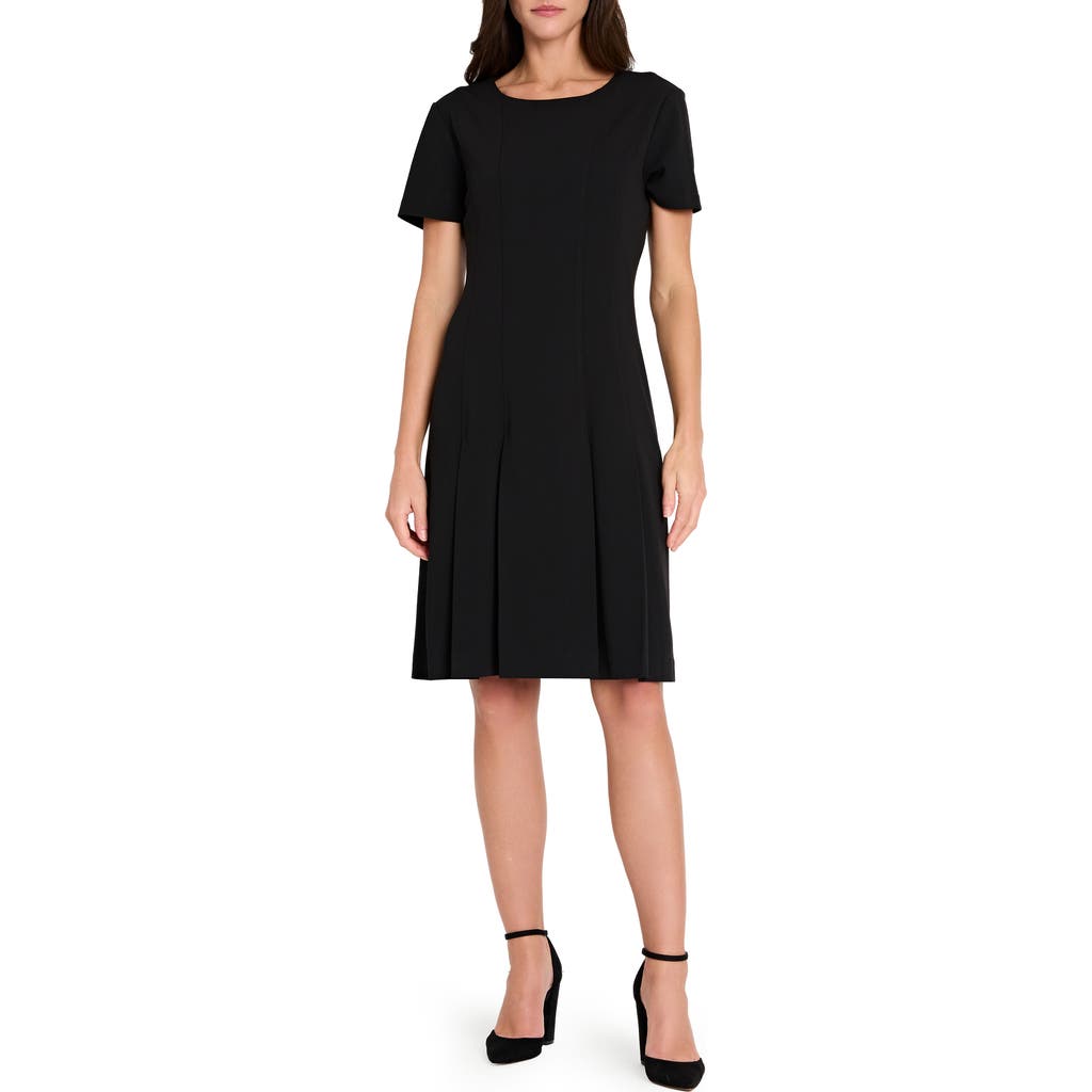 Tahari Asl Stretch Crepe Fit & Flare Dress In Black
