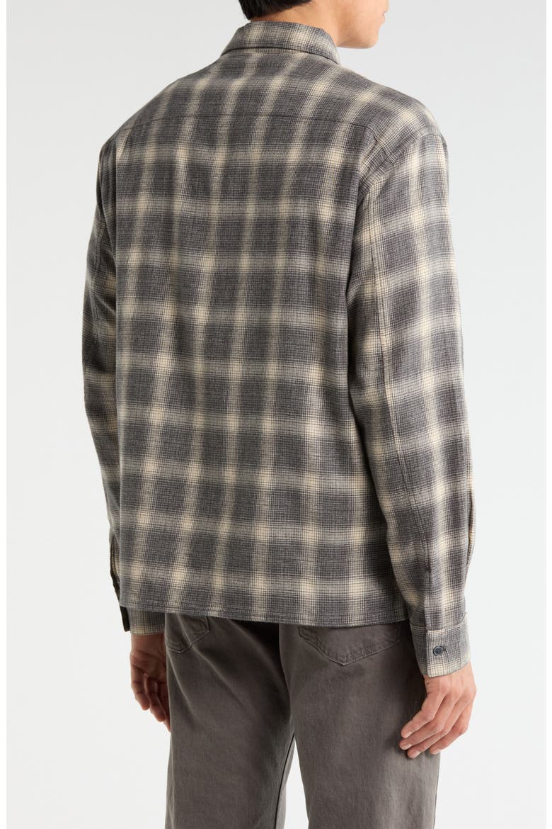 Straight Hem Plaid Button-Up Shirt, Alternate, color, GREY PLAID