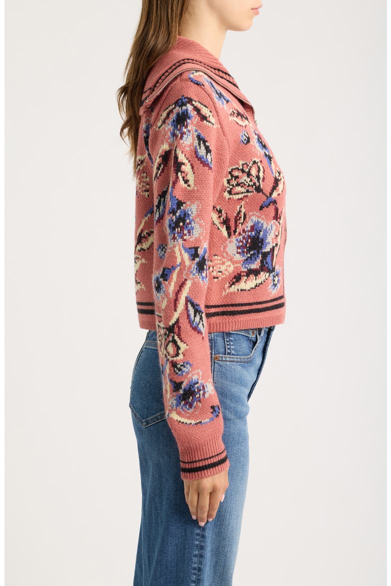 Floral Beauty Tapestry Zip Cardigan, Alternate, color, FLORAL BEAUTY TAPEST
