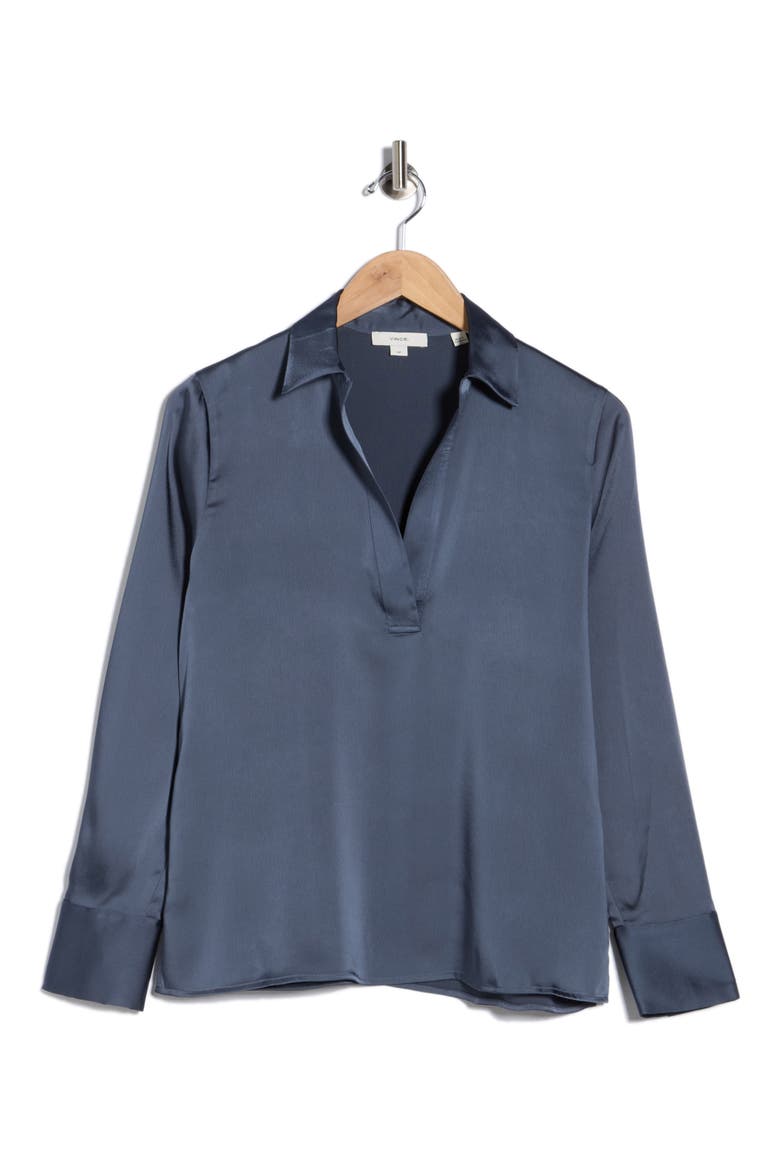 Long Sleeve Satin Top, Alternate, color, OBSIDIAN