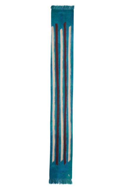 Frances Valentine Vintage Stripe Silk & Cotton Oblong Scarf In Blue