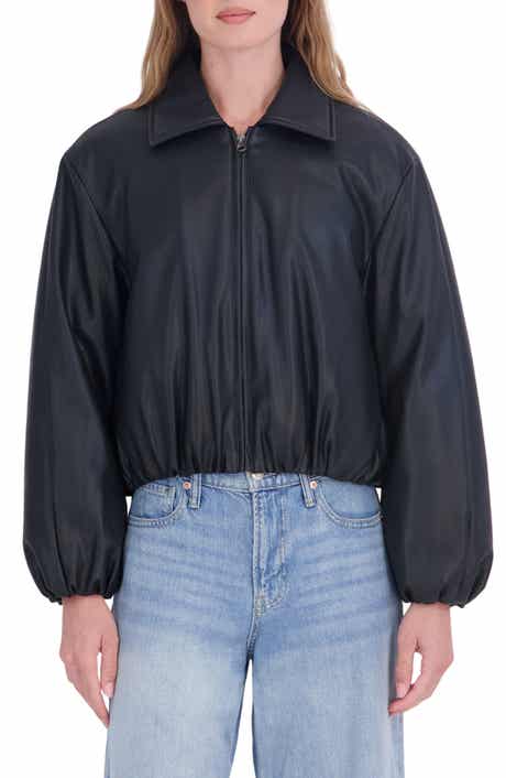 Faux Leather Bomber Jacket