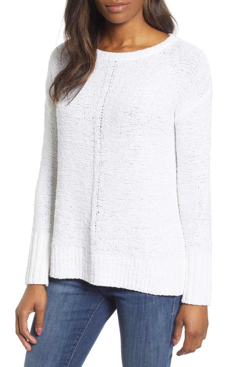 Button Back Sweater, Main, color, WHITE