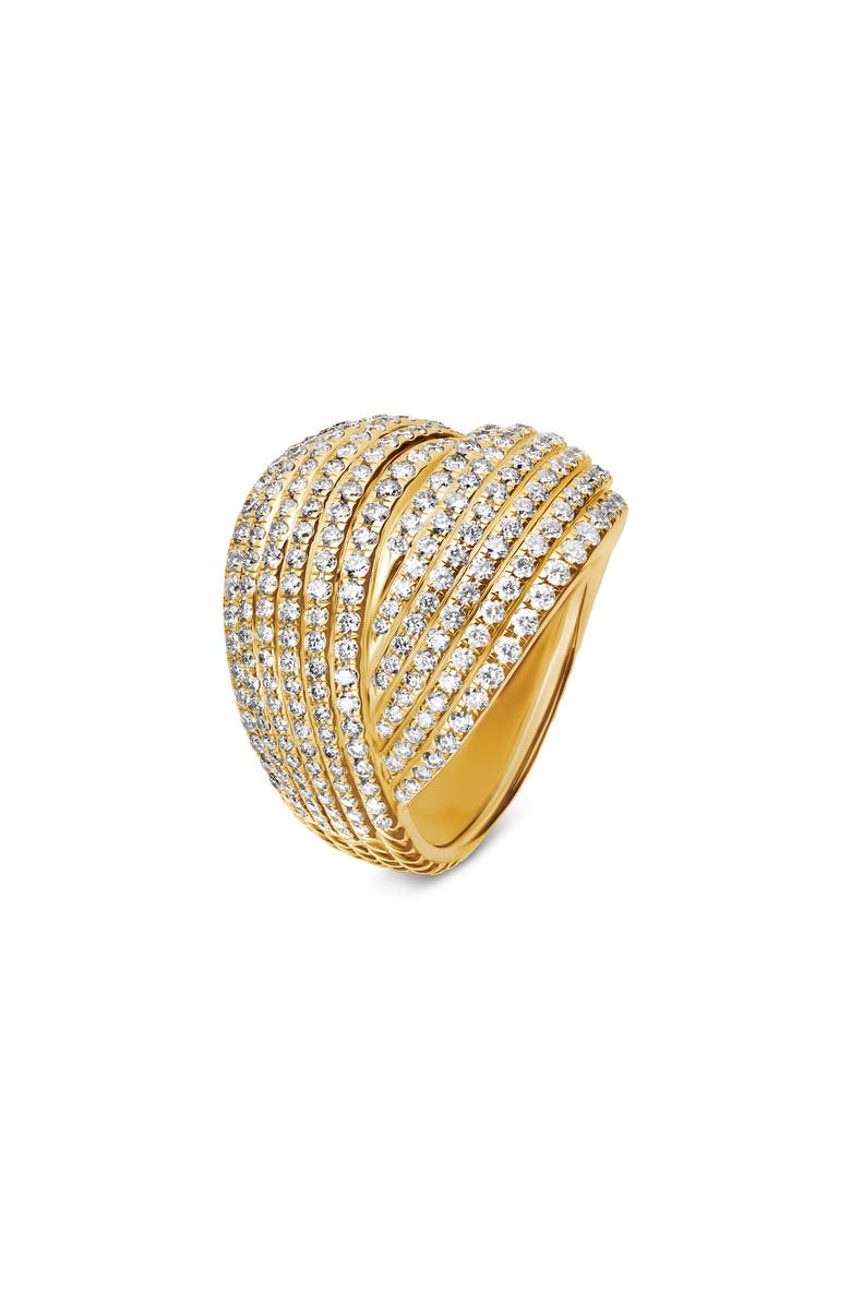 David Yurman Origami Crossover Ring in 18K Yellow Gold with Diamonds, Alternate, color, 