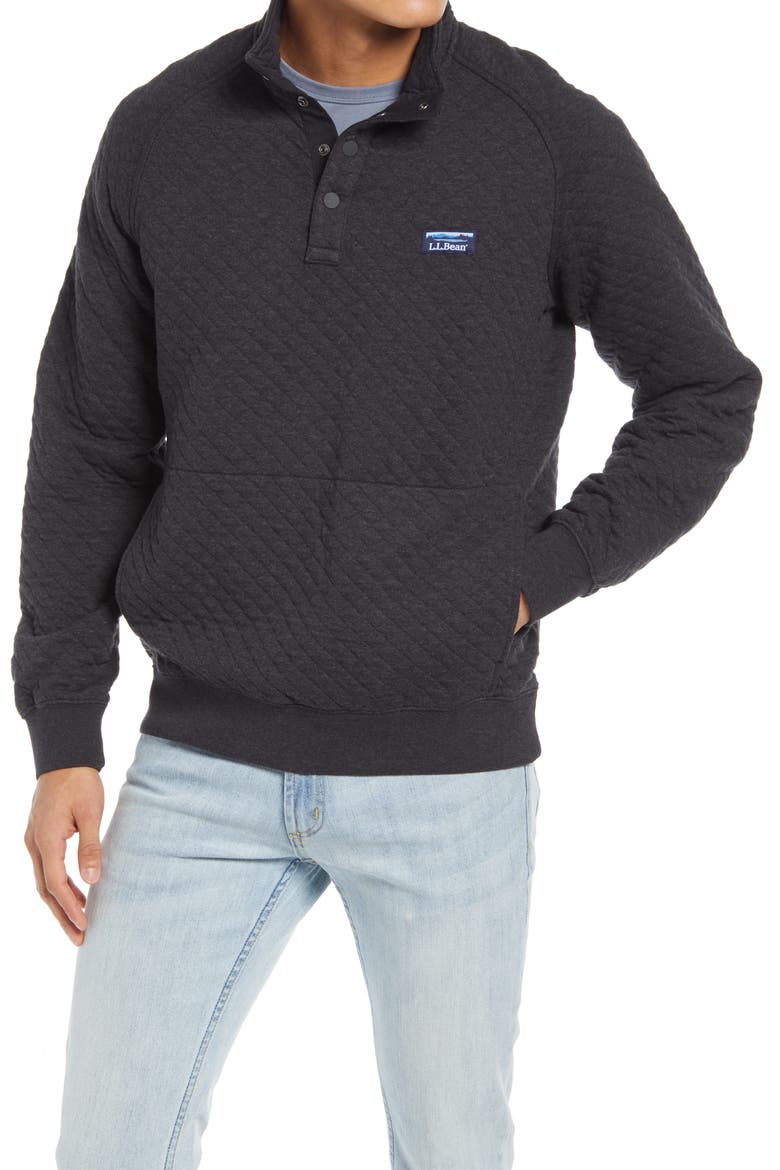 Quilted Sweatshirt, Main, color, DARK CHARCOAL HEATHERDNU