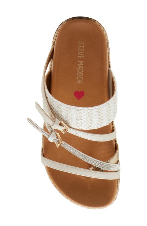 Steve Madden Kids' Jtickle Espadrille Platform Slide Sandal In Bone Multi