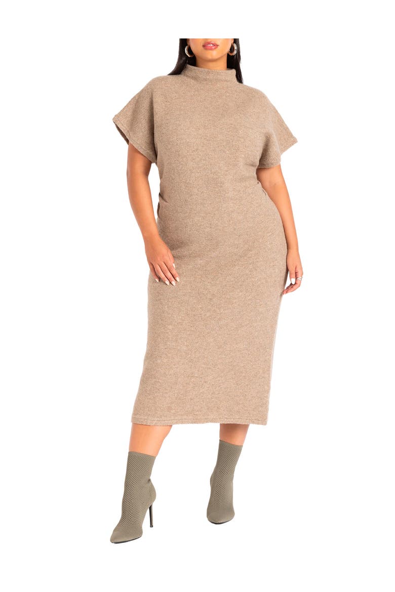Short Sleeve Sweater Dress, Main, color, ALMOND MILK