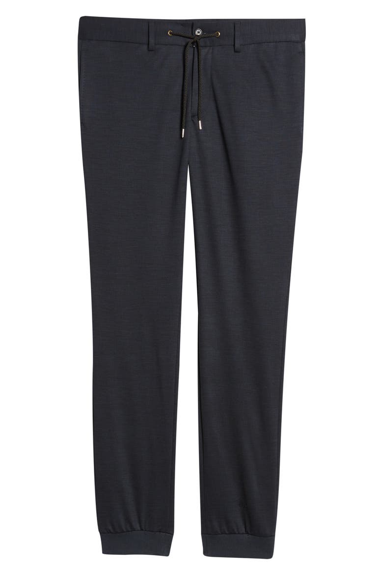 Glen Plaid Wool Jersey Jogger Pants, Alternate, color, NAVY