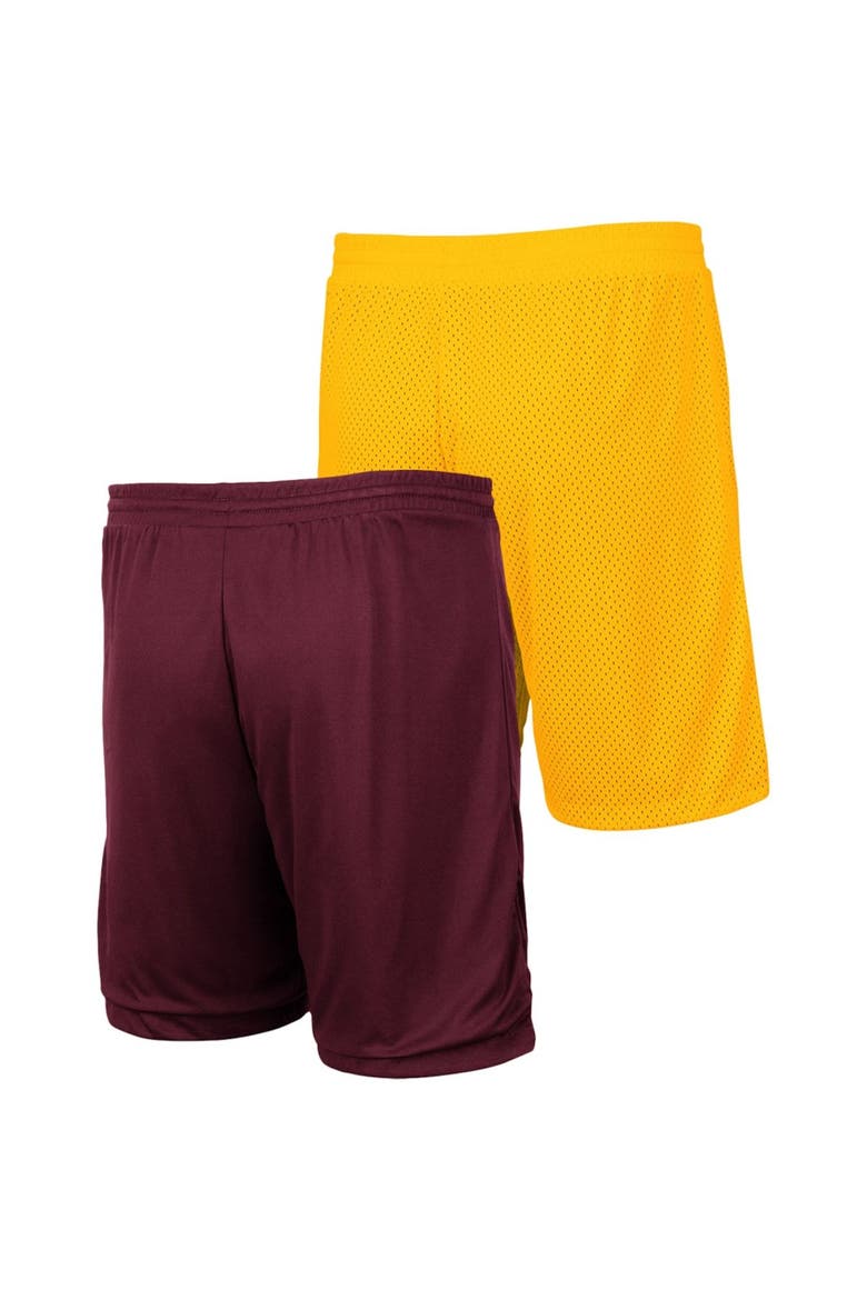 Men's Colosseum Gold/Maroon Arizona State Sun Devils Wiggum Reversible Shorts, Alternate, color, Gold