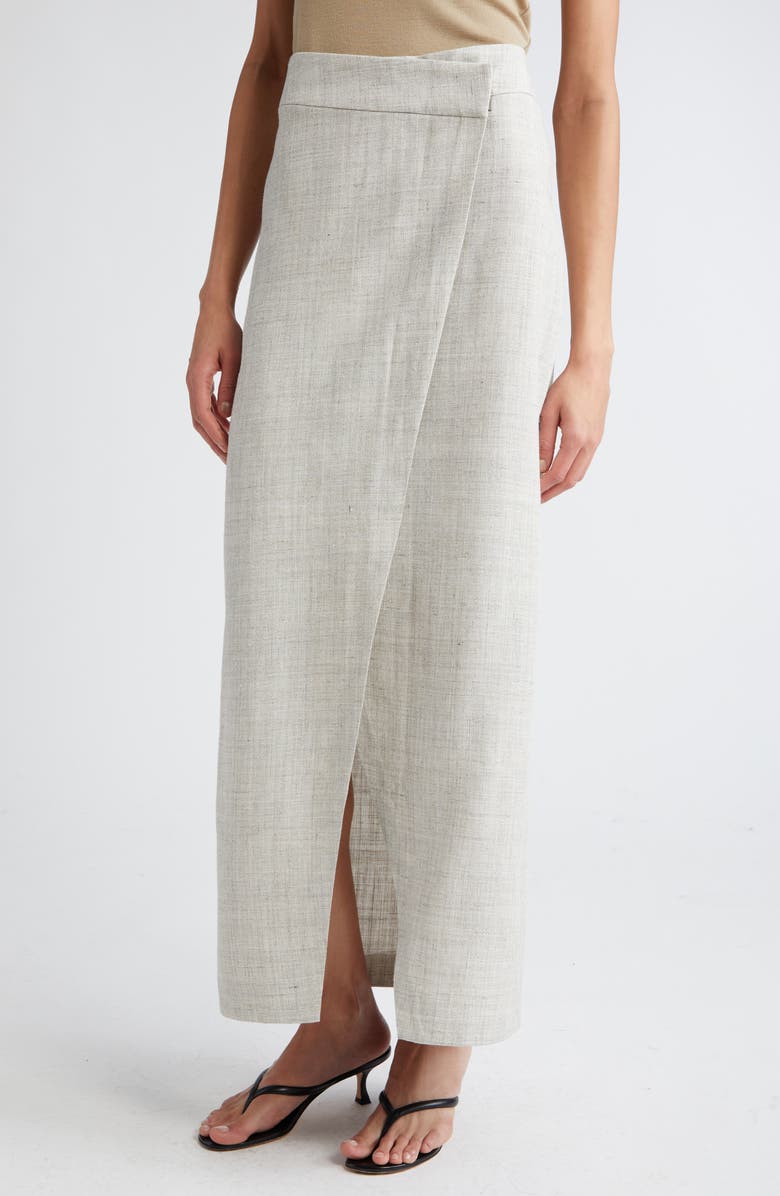 Róhe Overlap Asymmetric Slub Maxi Skirt, Alternate, color, Stone Melange