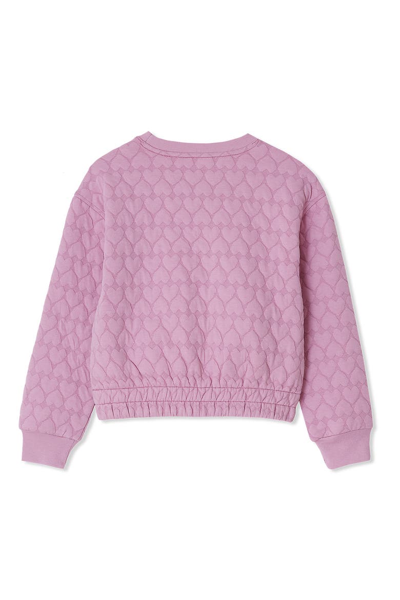 Girls Knit Quilted Crew Neck Sweatshirt, Alternate, color, Quilted Hearts/Mauve