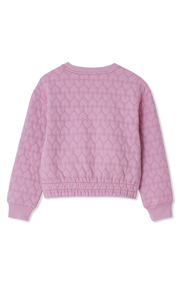 Lands' End Girls Knit Quilted Crew Neck Sweatshirt, Alternate, color, Quilted Hearts/Mauve
