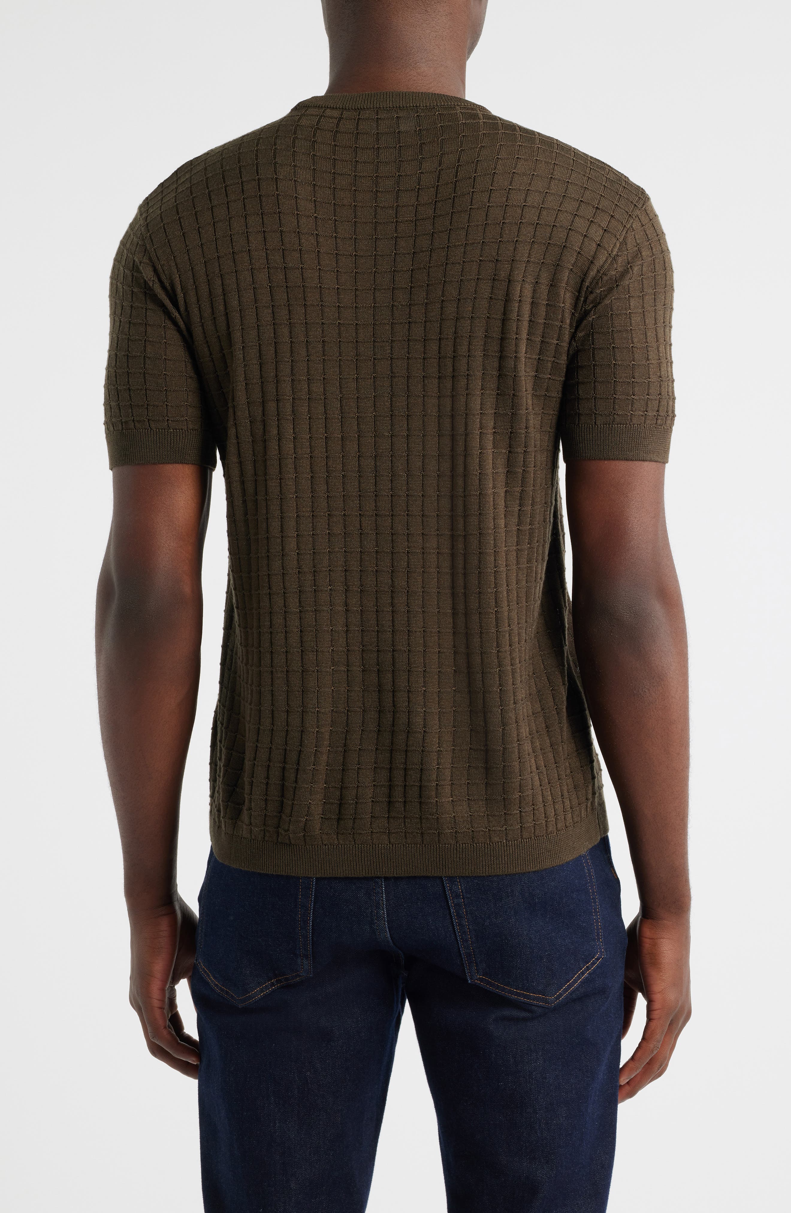 Geometric Texture Short Sleeve Crewneck Sweater - image 2