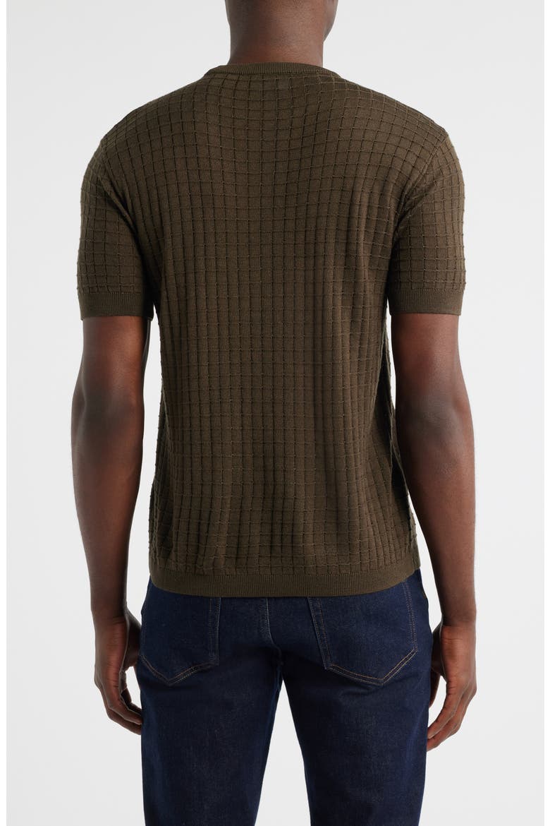 Geometric Texture Short Sleeve Crewneck Sweater, Alternate, color, GREEN
